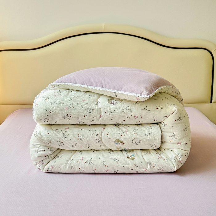 91家纺网 家纺一手货源 找家纺 鑫贝阳 2025新款A类亲肤邹邹纱冬被被子被芯 蜜芽兔