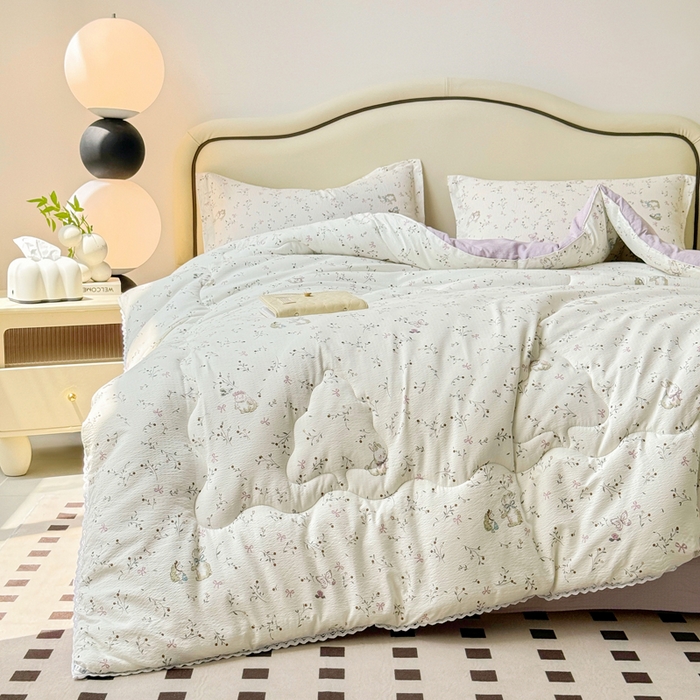 91家纺网 家纺一手货源 找家纺 鑫贝阳 2025新款A类亲肤邹邹纱冬被被子被芯 蜜芽兔