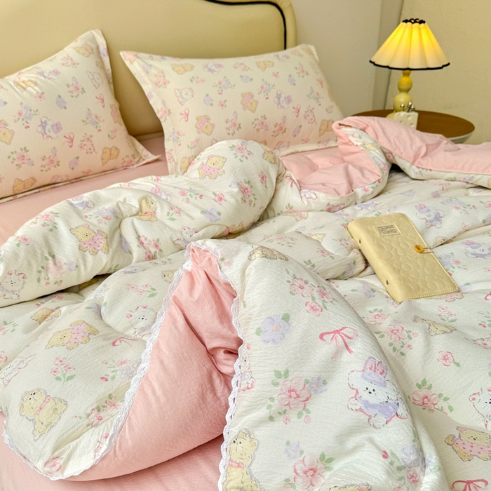 91家纺网 家纺一手货源 找家纺 鑫贝阳 2025新款A类亲肤邹邹纱冬被被子被芯 美娜