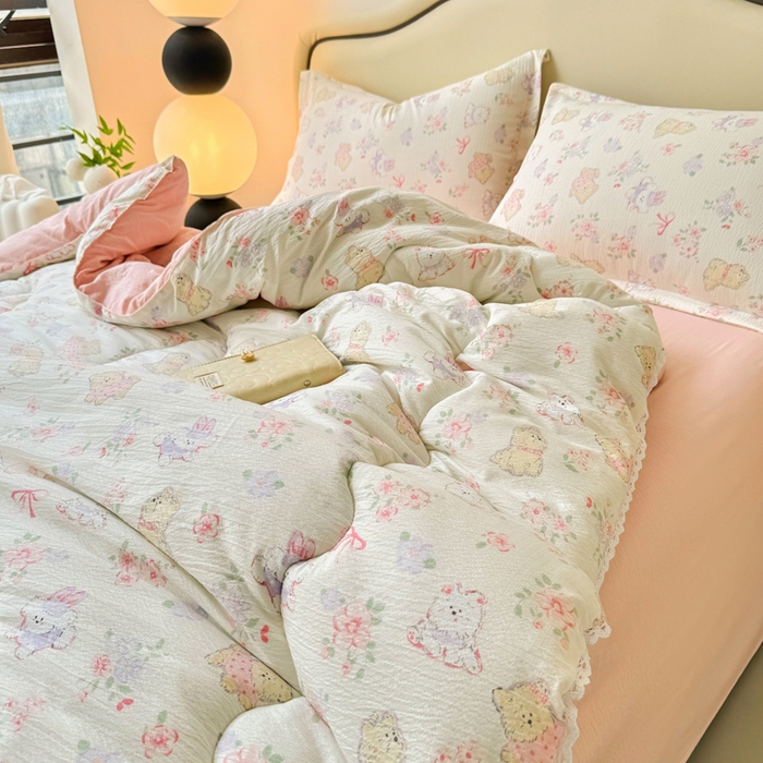 91家纺网 家纺一手货源 找家纺 鑫贝阳 2025新款A类亲肤邹邹纱冬被被子被芯 美娜