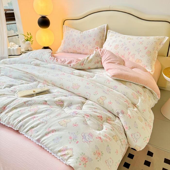 91家纺网 家纺一手货源 找家纺 鑫贝阳 2025新款A类亲肤邹邹纱冬被被子被芯 美娜