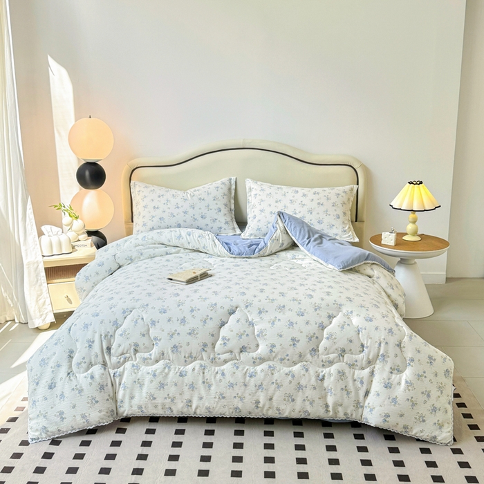 91家纺网 家纺一手货源 找家纺 鑫贝阳 2025新款A类亲肤邹邹纱冬被被子被芯 兰香入梦