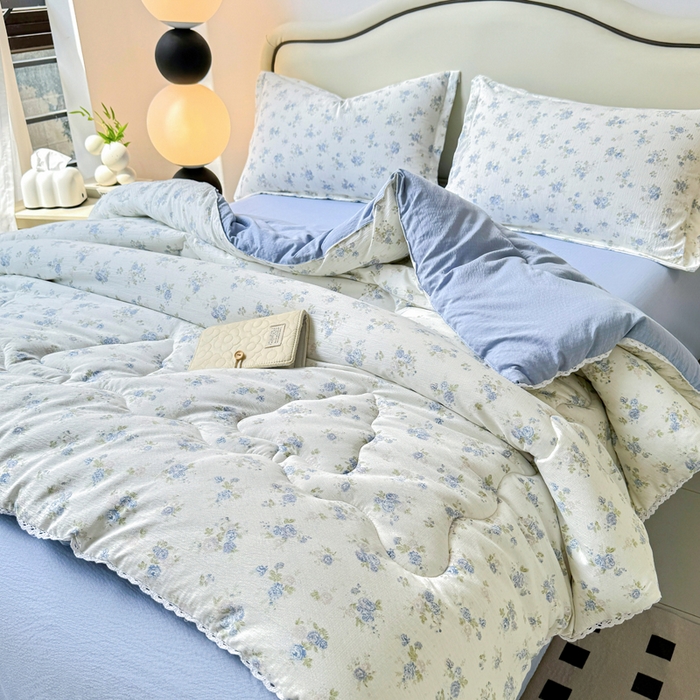 91家纺网 家纺一手货源 找家纺 鑫贝阳 2025新款A类亲肤邹邹纱冬被被子被芯 兰香入梦