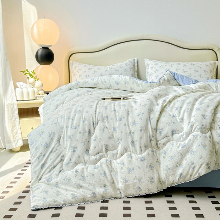 91家纺网 家纺一手货源 找家纺 鑫贝阳 2025新款A类亲肤邹邹纱冬被被子被芯 兰香入梦