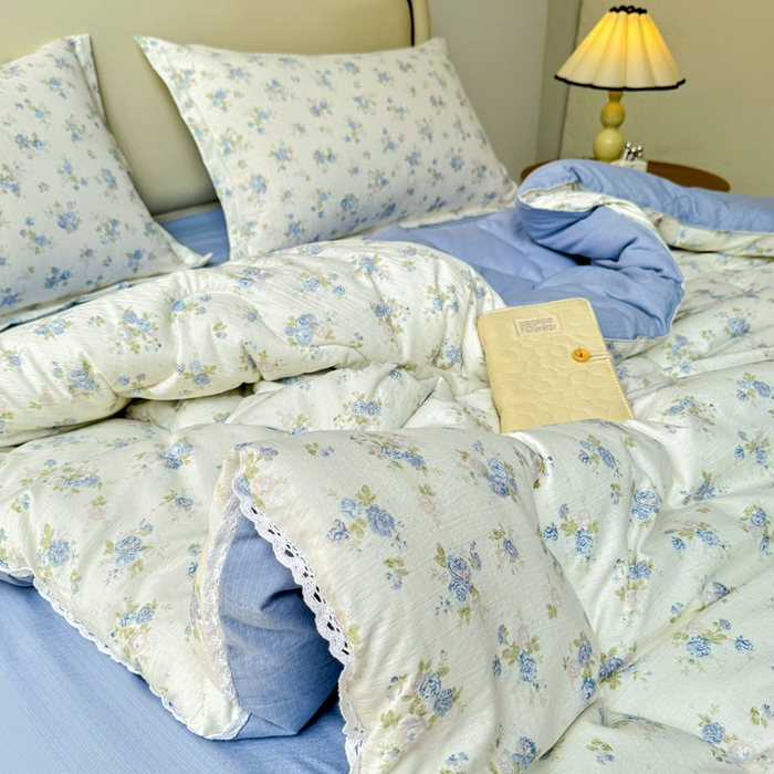 91家纺网 家纺一手货源 找家纺 鑫贝阳 2025新款A类亲肤邹邹纱冬被被子被芯 兰香入梦