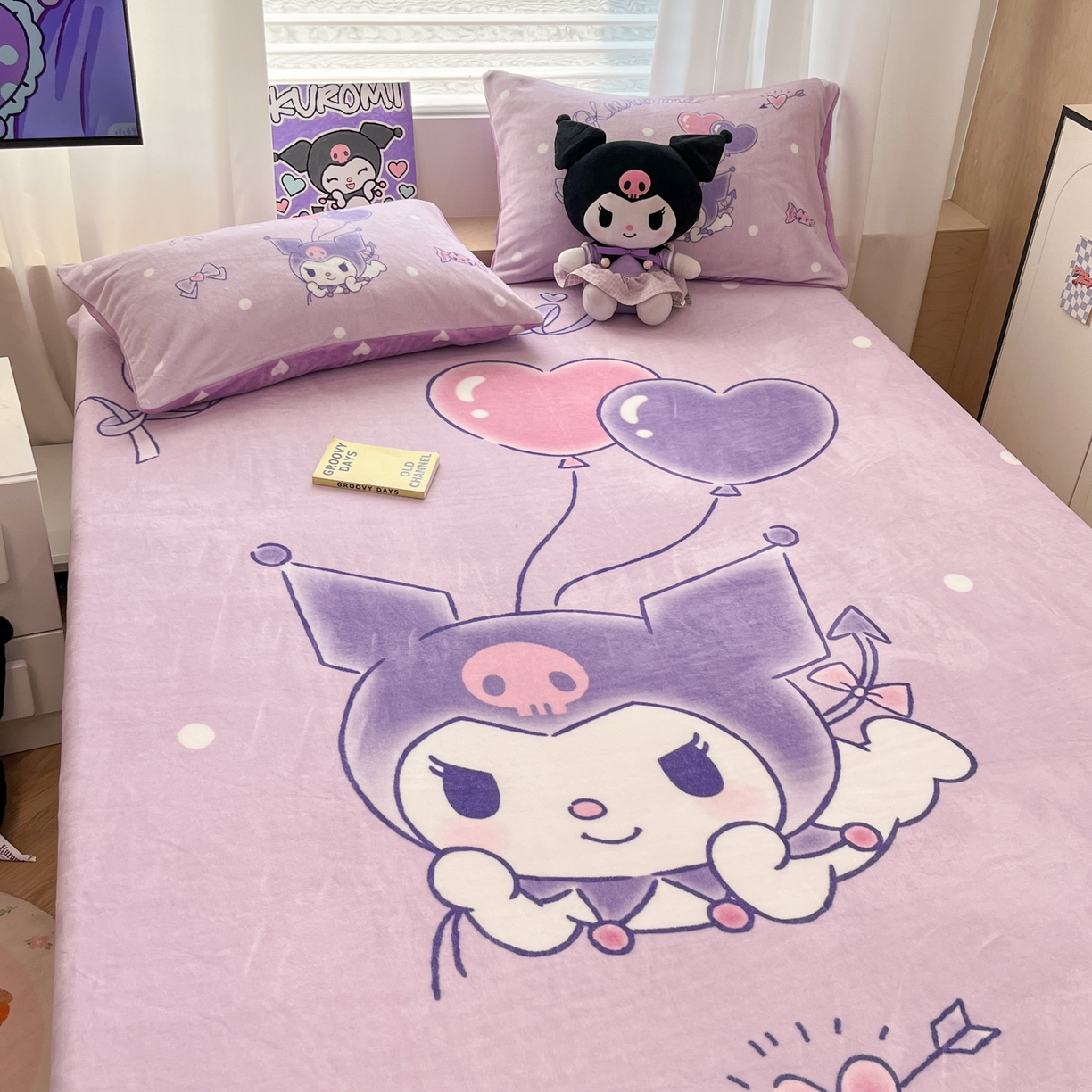 91家纺网 家纺一手货源 找家纺 暮思家居 2025新款正版授权三丽鸥大版牛奶绒数码印花单品床笠单件床笠(带标价格） 绒A版-梦想库洛米