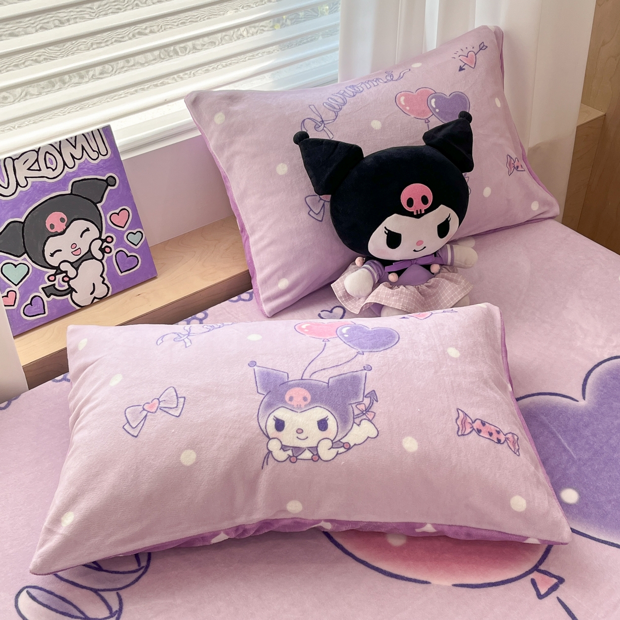 91家纺网 家纺一手货源 找家纺 暮思家居 2025新款正版授权三丽鸥大版牛奶绒数码印花单品床笠单件床笠(带标价格） 绒A版-梦想库洛米