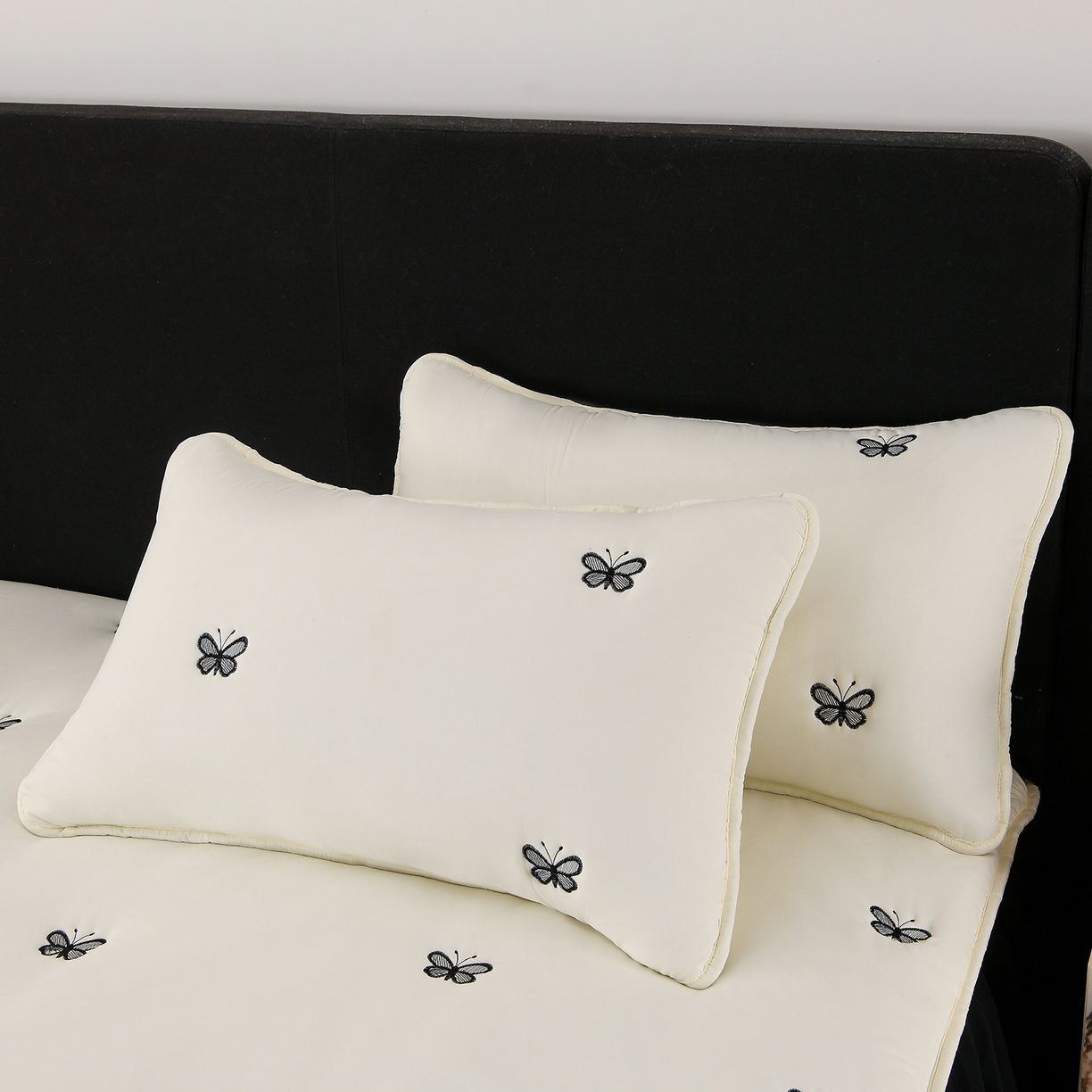 91家纺网 家纺一手货源 找家纺 推推家纺 2025新款A类水洗棉花边床笠单品床笠床笠单件 蝴蝶-米白