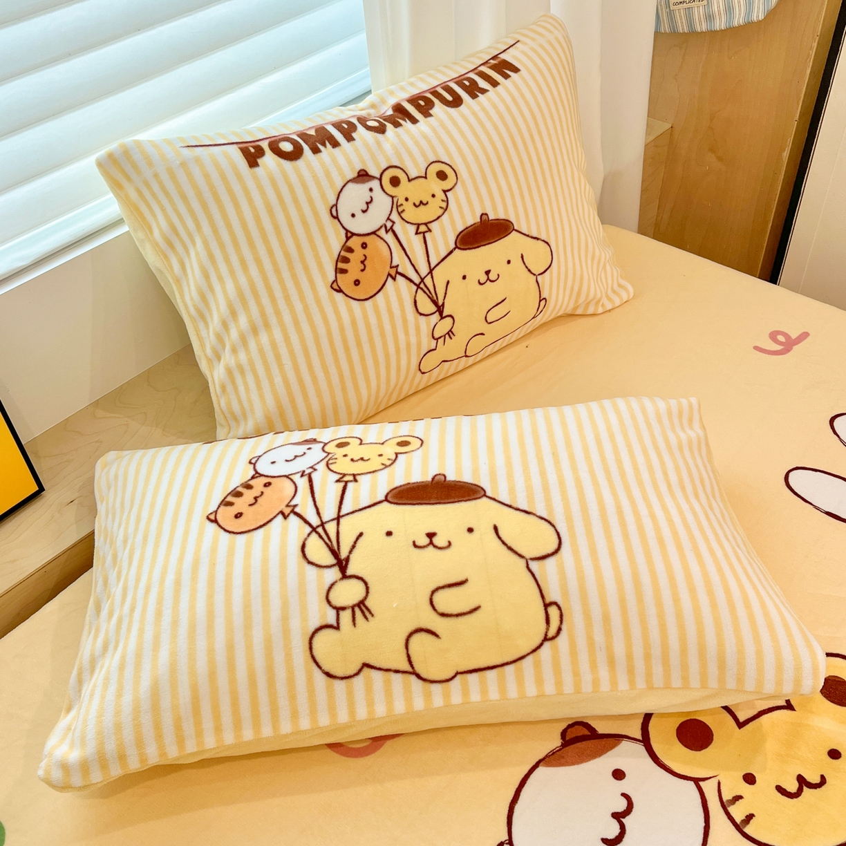 91家纺网 家纺一手货源 找家纺 暮思家居 2025新款正版授权三丽鸥大版牛奶绒数码印花单品床笠单件床笠(带标价格） 绒A版-奶黄包布丁狗