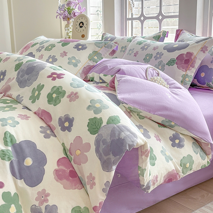 91家纺网 家纺一手货源 找家纺 宇彬家纺 2025直播新款13070全棉纯棉印花床单床笠款四件套和单被套一字绣工艺款 一字绣 小甜美