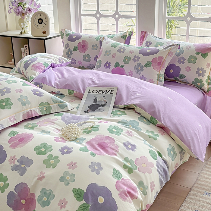 91家纺网 家纺一手货源 找家纺 宇彬家纺 2025直播新款13070全棉纯棉印花床单床笠款四件套和单被套一字绣工艺款 一字绣 小甜美