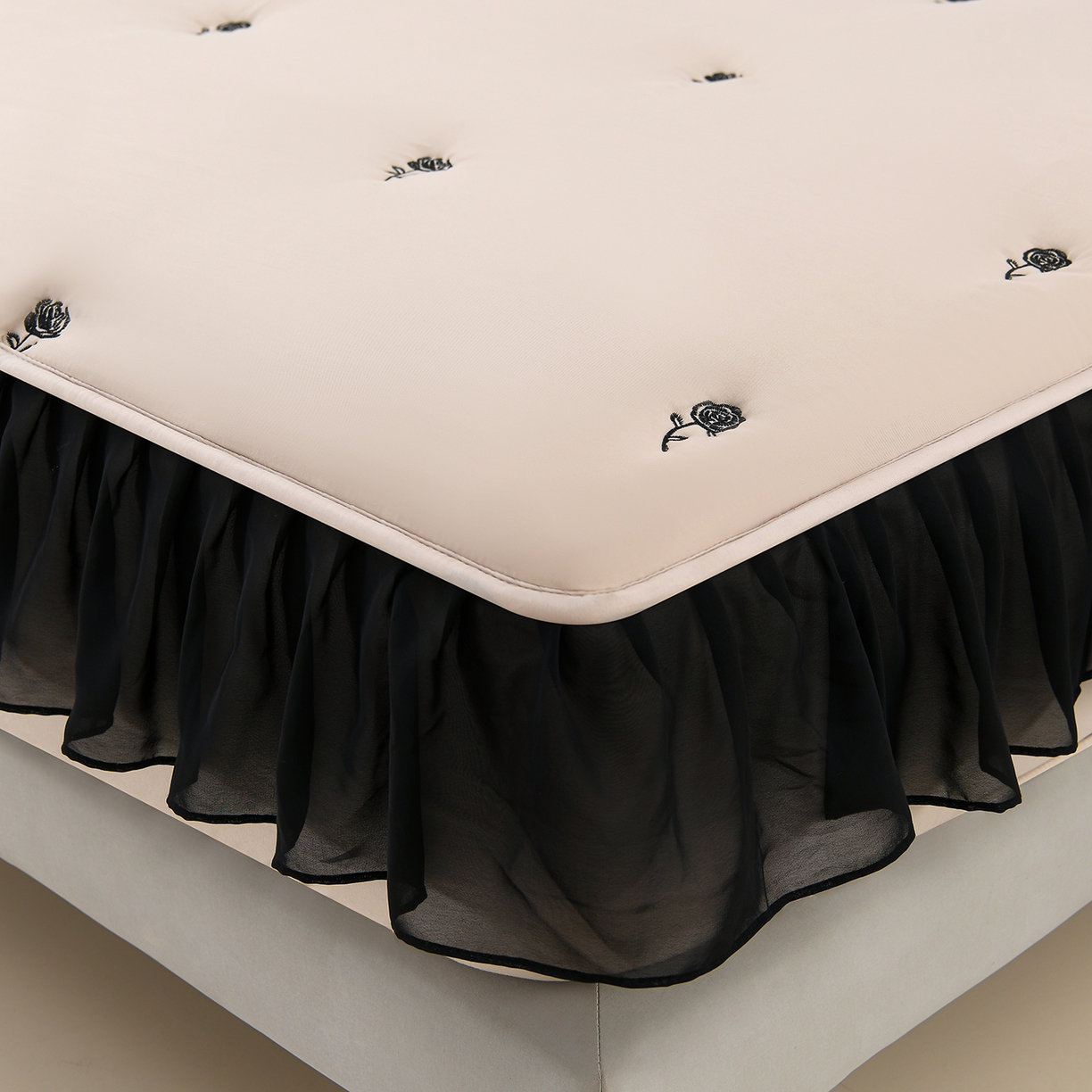 91家纺网 家纺一手货源 找家纺 推推家纺 2025新款A类水洗棉花边床笠单品床笠床笠单件 花边款玫瑰-卡其