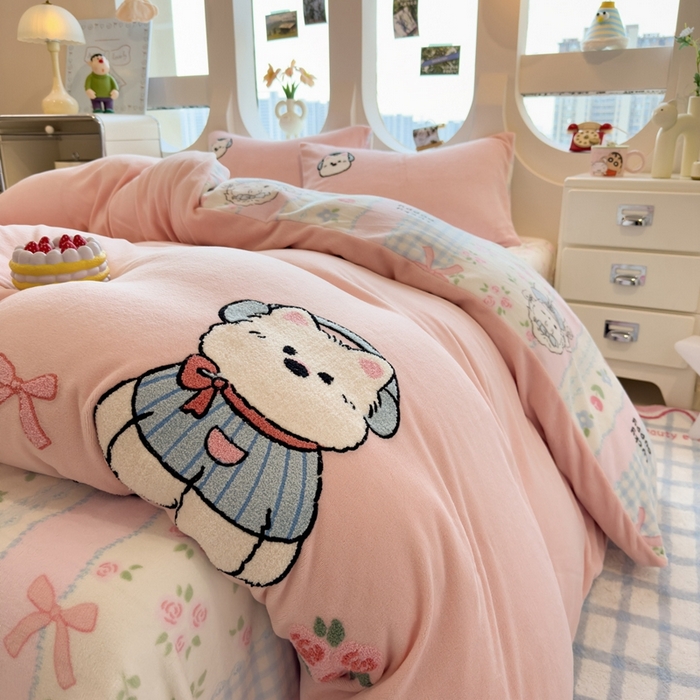 91家纺网 家纺一手货源 找家纺 （总）丝羽坊 2025新款A类潮款加厚牛奶绒四件套