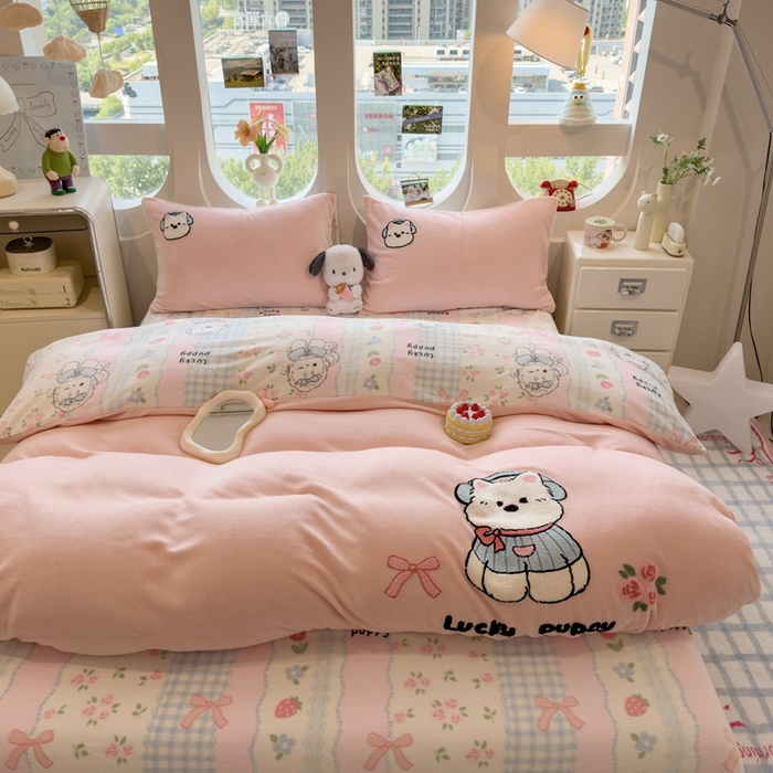 91家纺网 家纺一手货源 找家纺 （总）丝羽坊 2025新款A类潮款加厚牛奶绒四件套