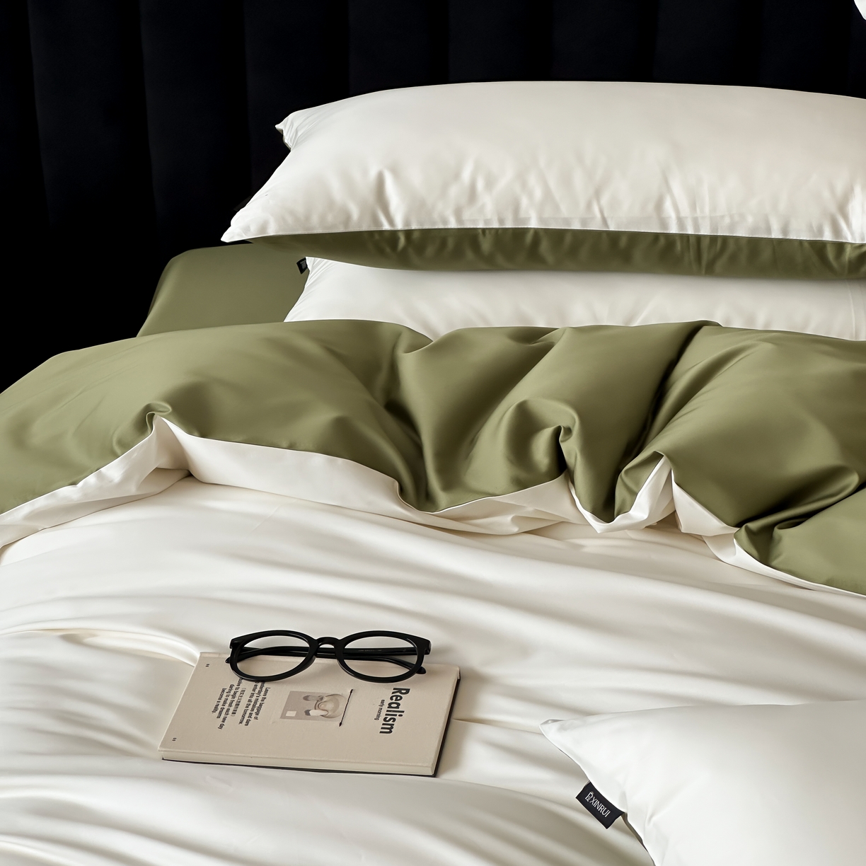 91家纺网 家纺一手货源 找家纺 馨蕊家居 2025春夏新品100S高奢简约长绒棉系列-棉拾光（非会员+20） 控价：不低于218/248/268 棉拾光-灰湖绿