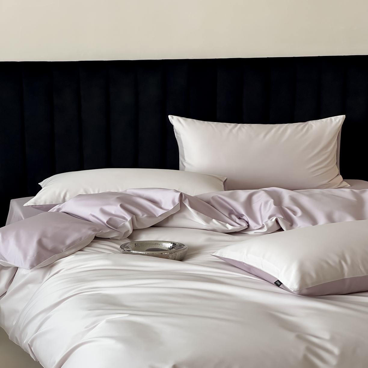 91家纺网 家纺一手货源 找家纺 馨蕊家居 2025春夏新品100S高奢简约长绒棉系列-棉拾光（非会员+20） 控价：不低于218/248/268 棉拾光-满天星紫