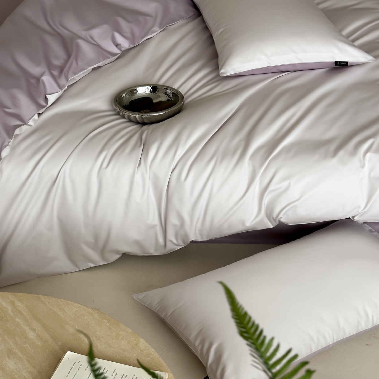 91家纺网 家纺一手货源 找家纺 馨蕊家居 2025春夏新品100S高奢简约长绒棉系列-棉拾光（非会员+20） 控价：不低于218/248/268 棉拾光-满天星紫