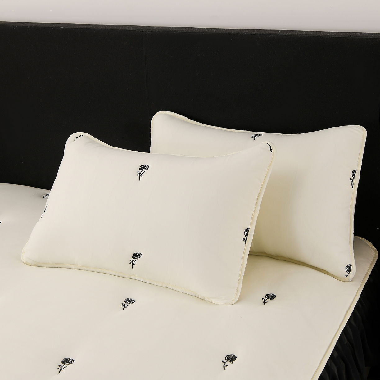 91家纺网 家纺一手货源 找家纺 推推家纺 2025新款A类水洗棉花边床笠单品床笠床笠单件 花边款玫瑰-米白