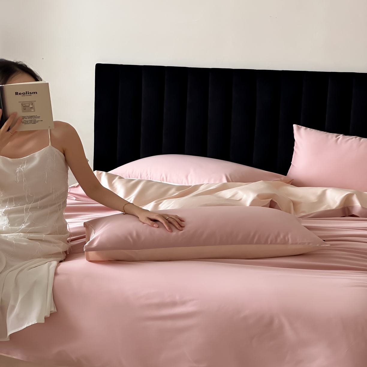 91家纺网 家纺一手货源 找家纺 馨蕊家居 2025春夏新品100S高奢简约长绒棉系列-棉拾光（非会员+20） 控价：不低于218/248/268 棉拾光-慕斯粉