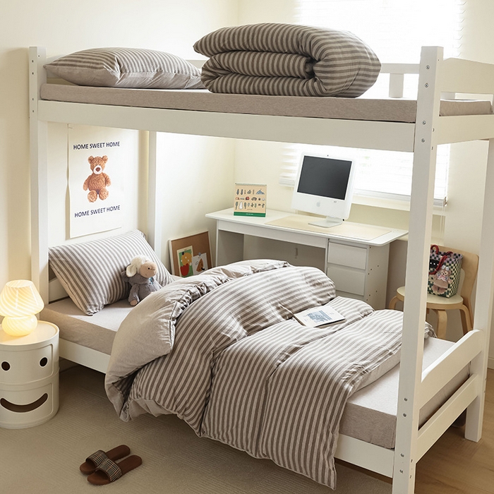 91家纺网 家纺一手货源 找家纺 （总）良品汇馆 2025【天竺棉三件套】天竺棉学生三件套条纹纯色学生宿舍床品件套全棉纯棉