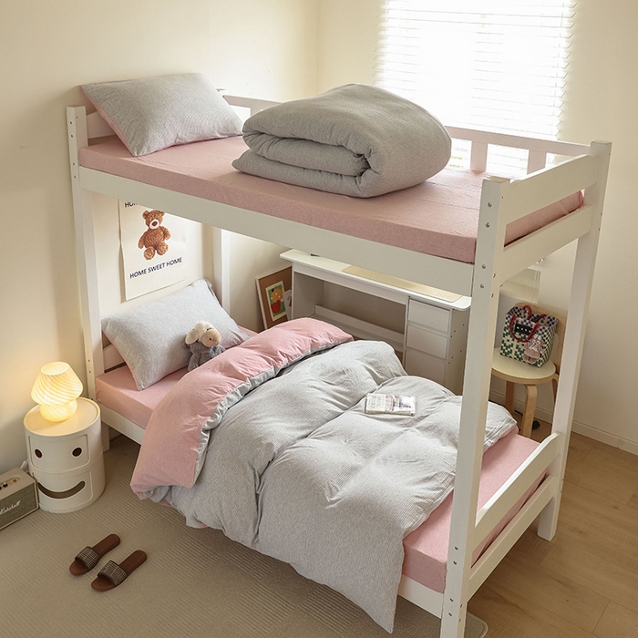 91家纺网 家纺一手货源 找家纺 （总）良品汇馆 2025【天竺棉三件套】天竺棉学生三件套条纹纯色学生宿舍床品件套全棉纯棉