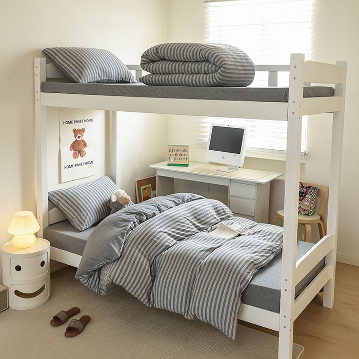 91家纺网 家纺一手货源 找家纺 （总）良品汇馆 2025【天竺棉三件套】天竺棉学生三件套条纹纯色学生宿舍床品件套全棉纯棉