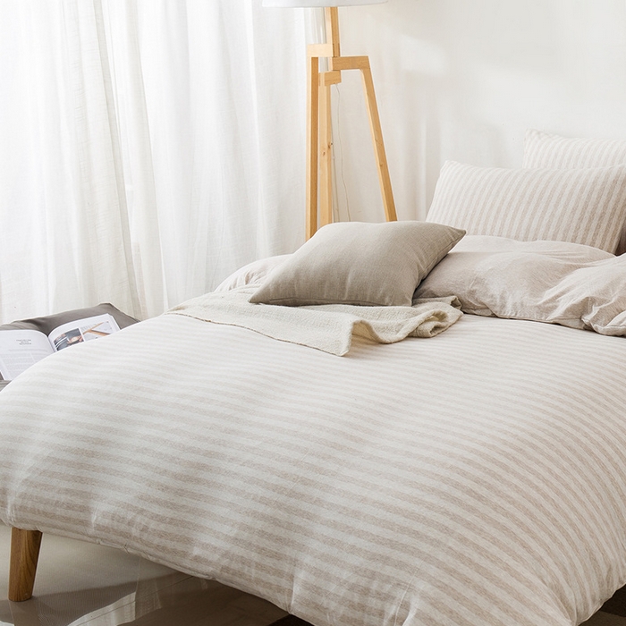 91家纺网 家纺一手货源 找家纺 （总）良品汇馆 2025【天竺棉三件套】天竺棉学生三件套条纹纯色学生宿舍床品件套全棉纯棉