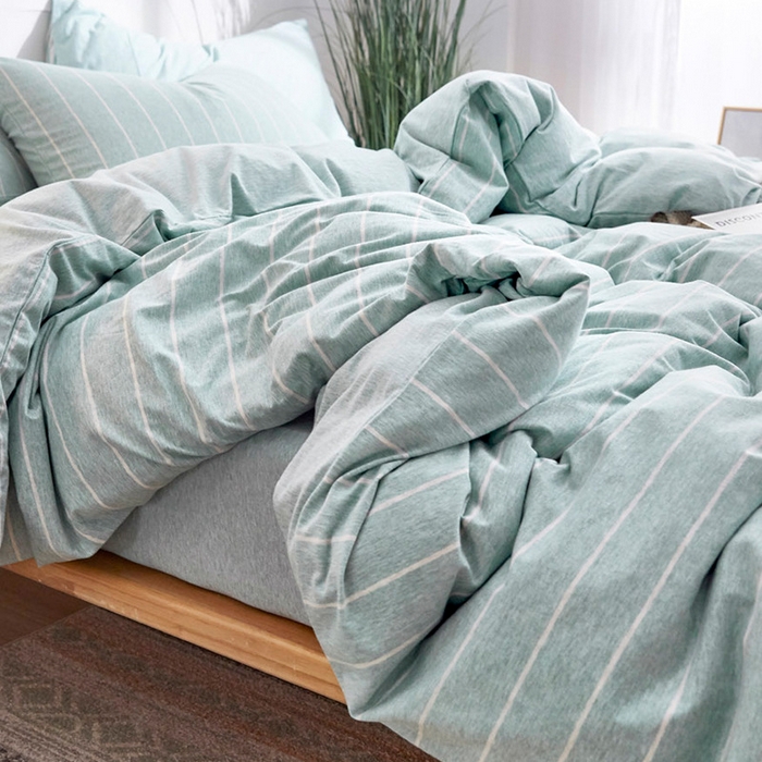 91家纺网 家纺一手货源 找家纺 （总）良品汇馆 2025【天竺棉三件套】天竺棉学生三件套条纹纯色学生宿舍床品件套全棉纯棉