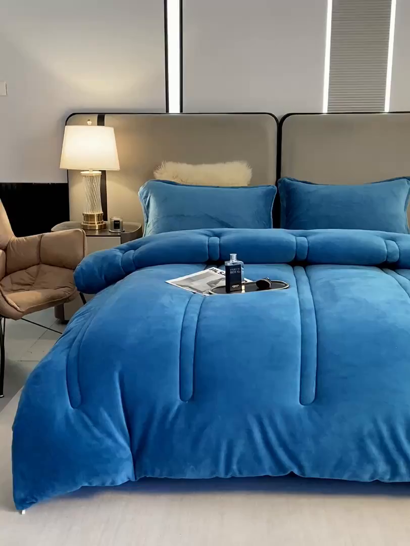 91家纺网 家纺一手货源 找家纺 （总）81号家纺 2025新款双面牛奶绒纯色冬被被子被芯