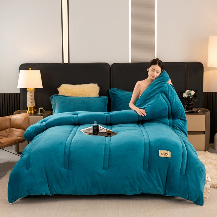 91家纺网 家纺一手货源 找家纺 （总）81号家纺 2025新款双面牛奶绒纯色冬被被子被芯