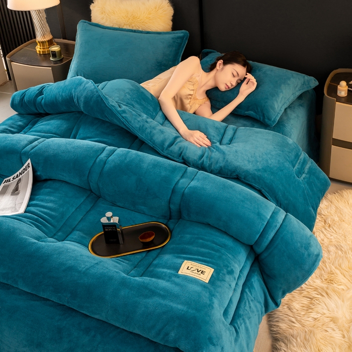 91家纺网 家纺一手货源 找家纺 （总）81号家纺 2025新款双面牛奶绒纯色冬被被子被芯