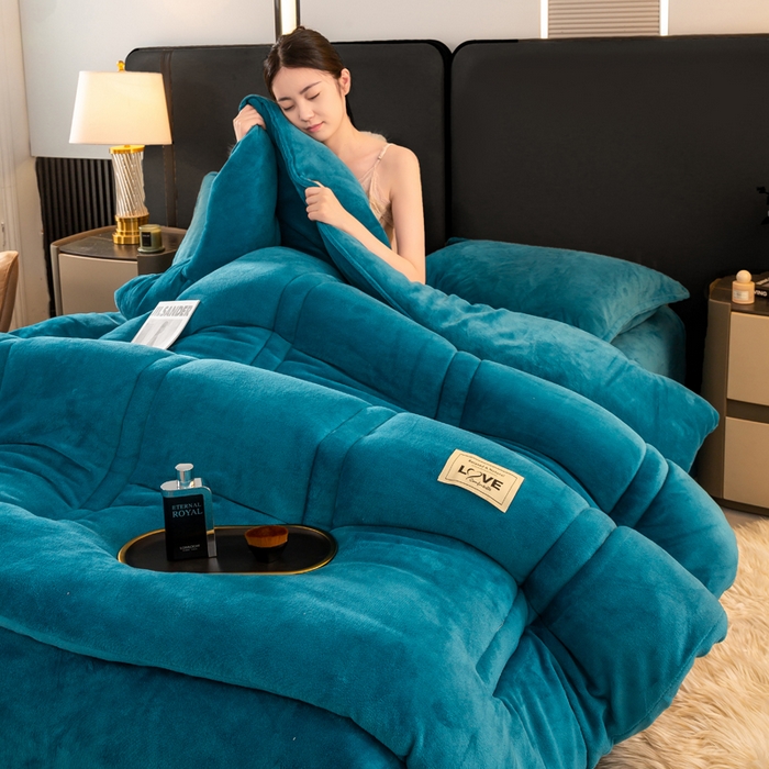 91家纺网 家纺一手货源 找家纺 （总）81号家纺 2025新款双面牛奶绒纯色冬被被子被芯