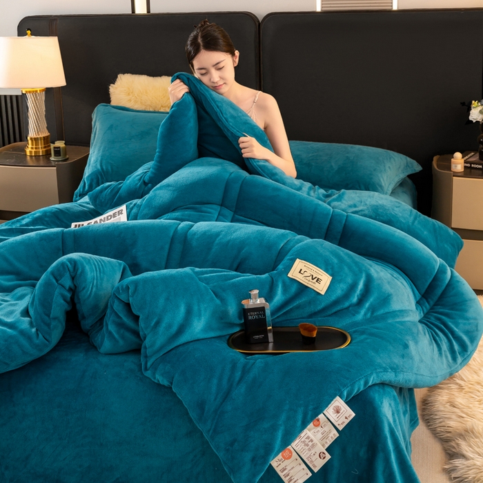 91家纺网 家纺一手货源 找家纺 （总）81号家纺 2025新款双面牛奶绒纯色冬被被子被芯