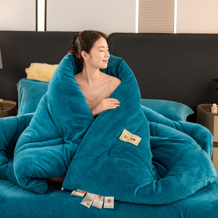 91家纺网 家纺一手货源 找家纺 （总）81号家纺 2025新款双面牛奶绒纯色冬被被子被芯