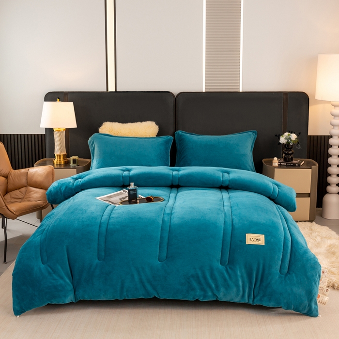 91家纺网 家纺一手货源 找家纺 （总）81号家纺 2025新款双面牛奶绒纯色冬被被子被芯