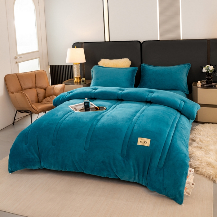 91家纺网 家纺一手货源 找家纺 （总）81号家纺 2025新款双面牛奶绒纯色冬被被子被芯