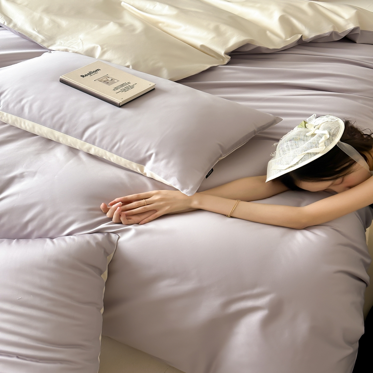 91家纺网 家纺一手货源 找家纺 馨蕊家居 2025春夏新品100S高奢简约长绒棉系列-棉拾光（非会员+20） 控价：不低于218/248/268 棉拾光-婉若紫