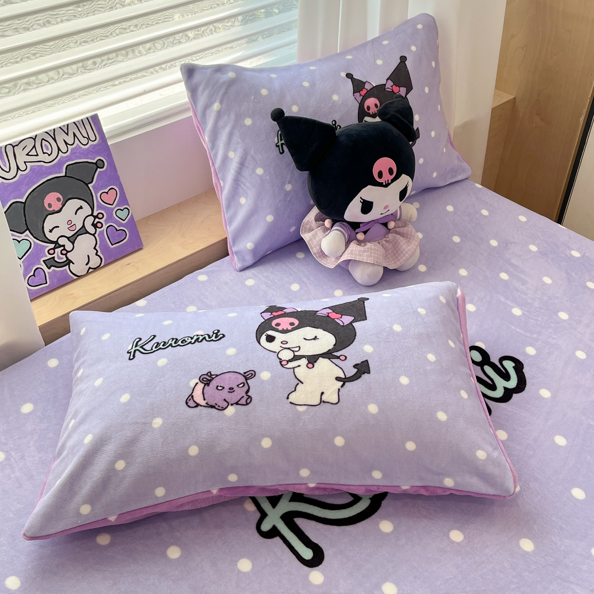 91家纺网 家纺一手货源 找家纺 暮思家居 2025新款正版授权三丽鸥大版牛奶绒数码印花单品床笠单件床笠(带标价格） 绒A版-小汽车库洛米