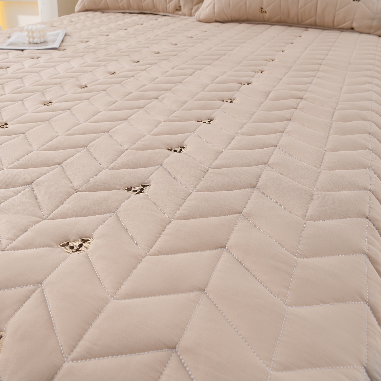 91家纺网 家纺一手货源 找家纺 推推家纺 2025新款A类水洗棉床笠单品床笠床笠单件 可爱熊-卡其