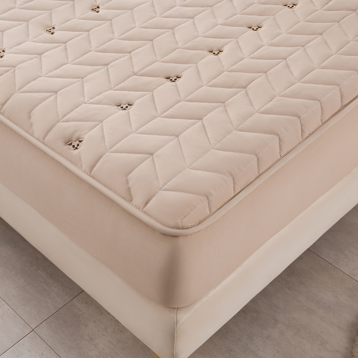 91家纺网 家纺一手货源 找家纺 推推家纺 2025新款A类水洗棉床笠单品床笠床笠单件 可爱熊-卡其