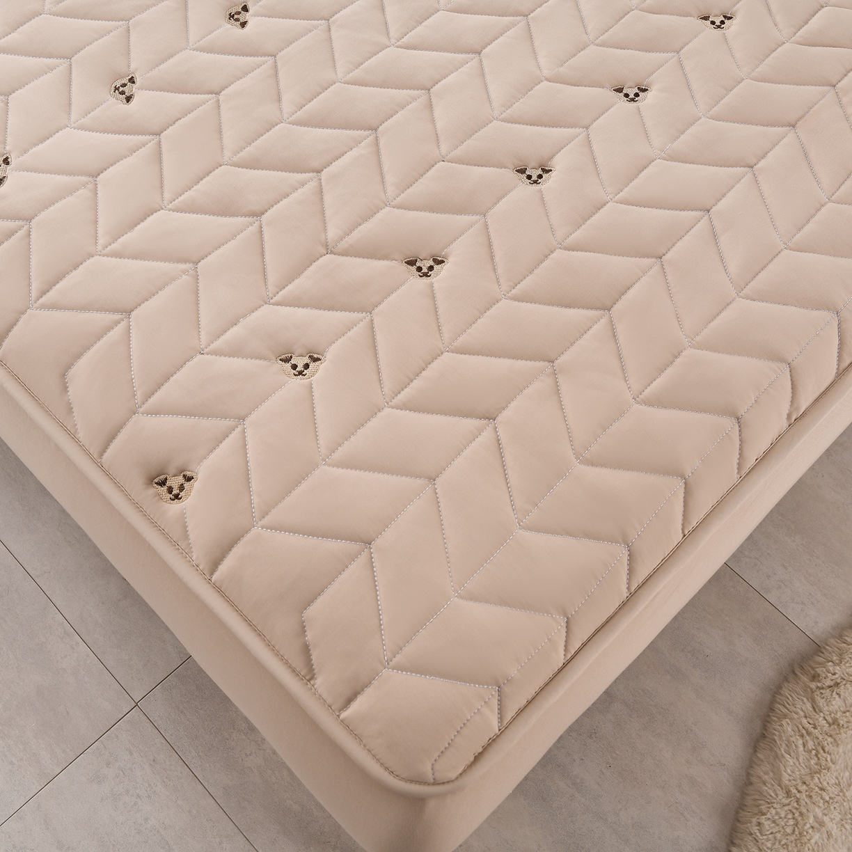 91家纺网 家纺一手货源 找家纺 推推家纺 2025新款A类水洗棉床笠单品床笠床笠单件 可爱熊-卡其