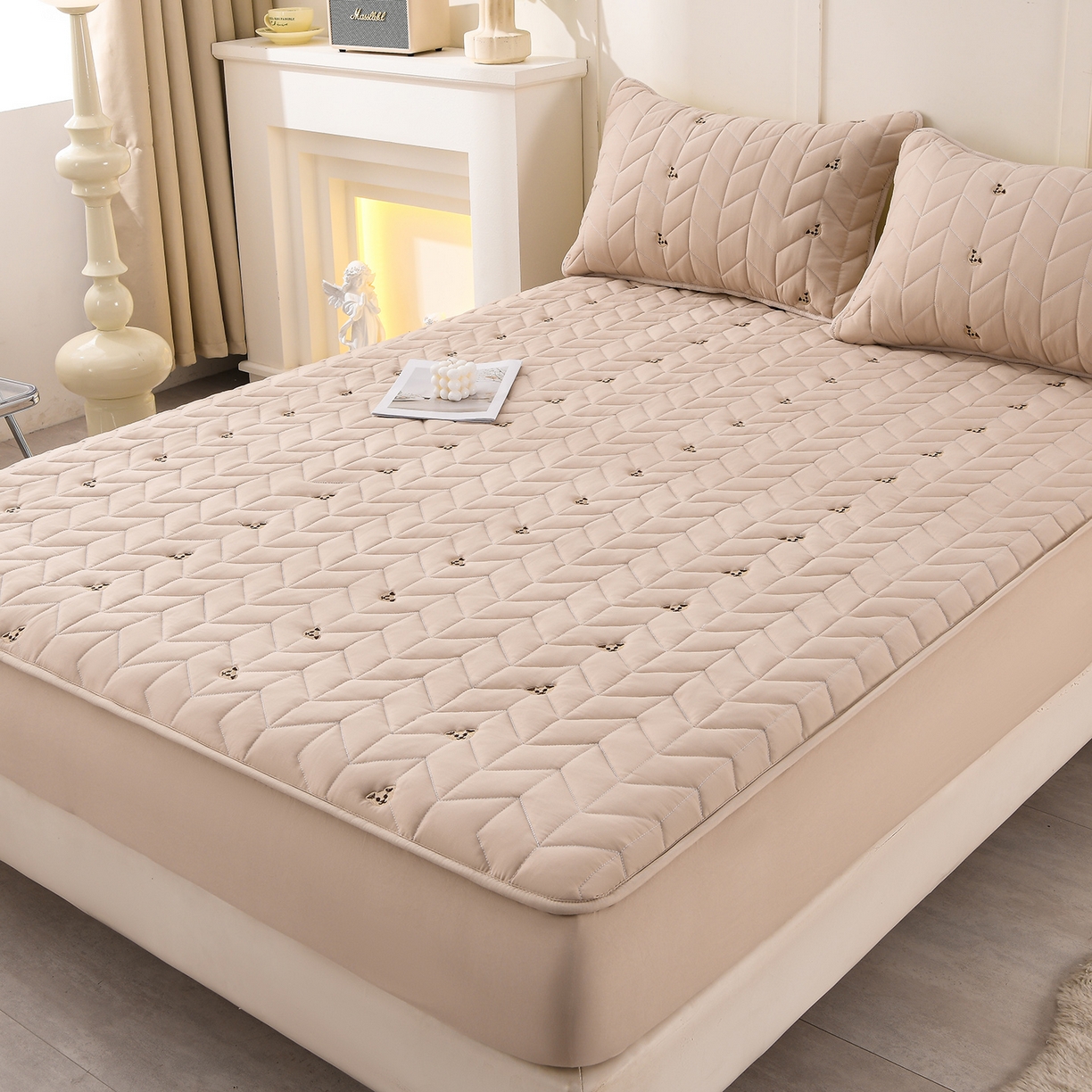 91家纺网 家纺一手货源 找家纺 推推家纺 2025新款A类水洗棉床笠单品床笠床笠单件 可爱熊-卡其