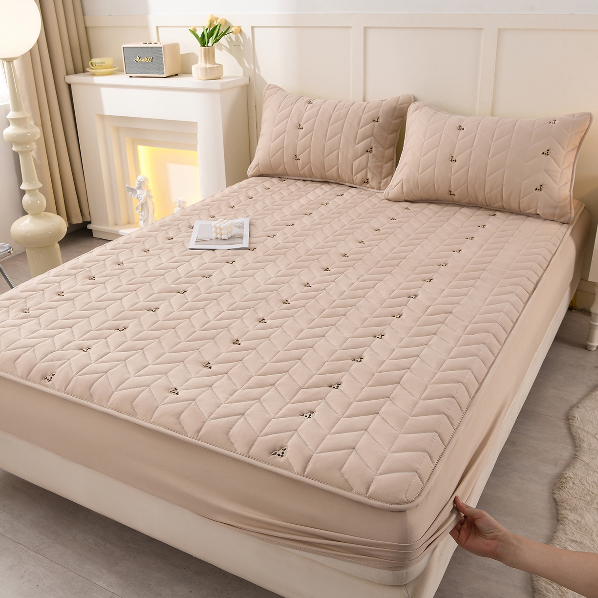 91家纺网 家纺一手货源 找家纺 推推家纺 2025新款A类水洗棉床笠单品床笠床笠单件 可爱熊-卡其