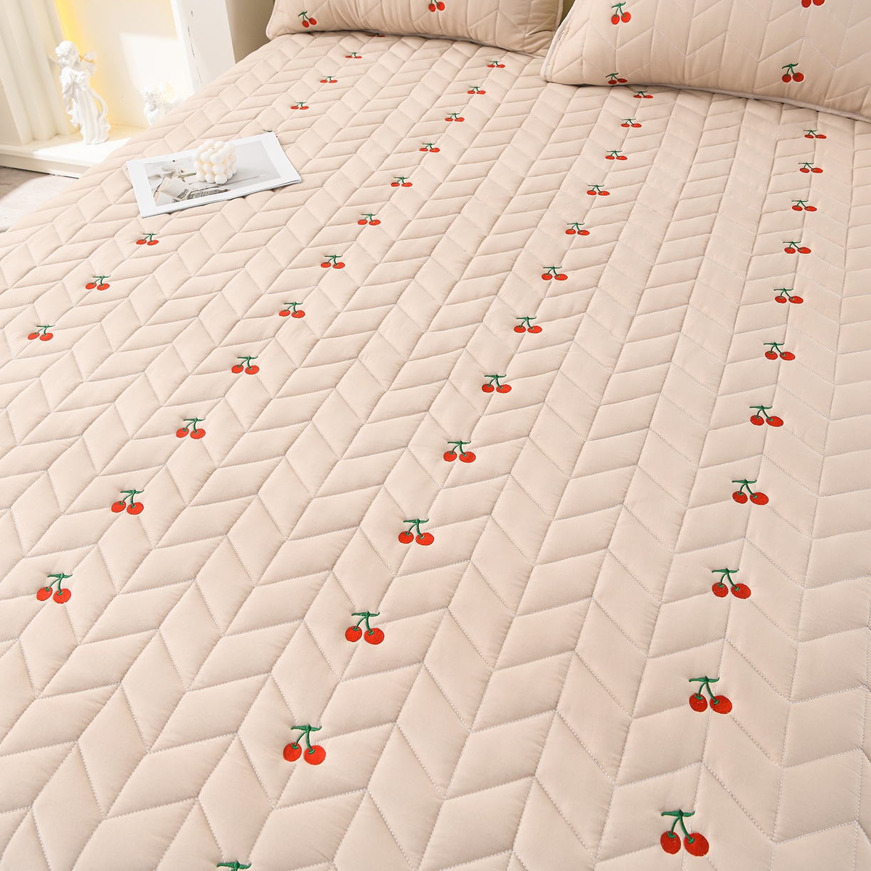 91家纺网 家纺一手货源 找家纺 推推家纺 2025新款A类水洗棉床笠单品床笠床笠单件 樱桃-卡其