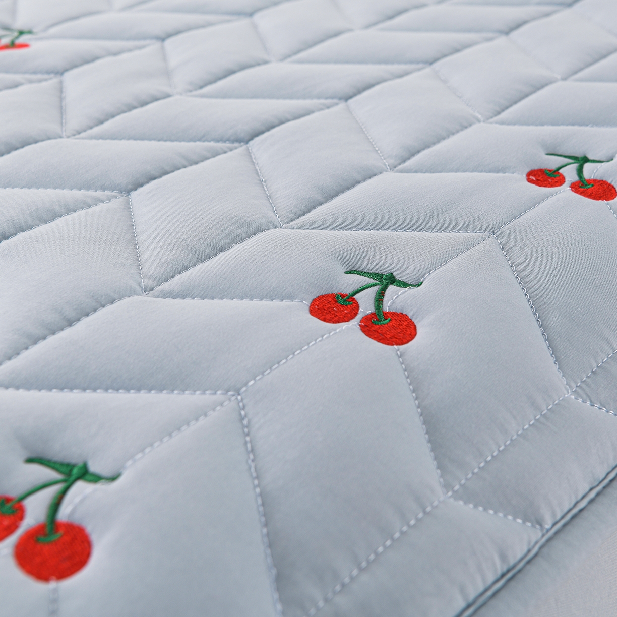 91家纺网 家纺一手货源 找家纺 推推家纺 2025新款A类水洗棉床笠单品床笠床笠单件 樱桃-蓝色