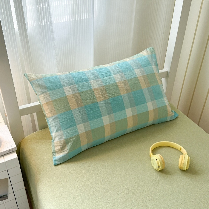 91家纺网 家纺一手货源 找家纺 （总）良品汇馆 2025【学生三件套】纯棉学生宿舍三件套床品件套格子纯色单人上下铺0.9床笠