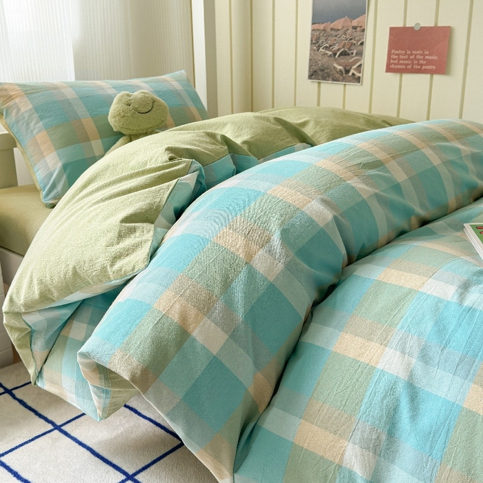 91家纺网 家纺一手货源 找家纺 （总）良品汇馆 2025【学生三件套】纯棉学生宿舍三件套床品件套格子纯色单人上下铺0.9床笠