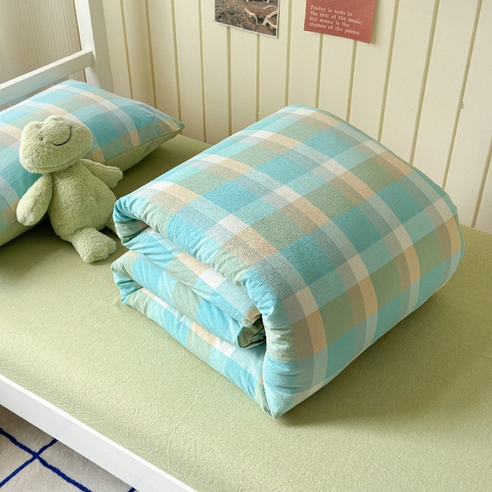 91家纺网 家纺一手货源 找家纺 （总）良品汇馆 2025【学生三件套】纯棉学生宿舍三件套床品件套格子纯色单人上下铺0.9床笠