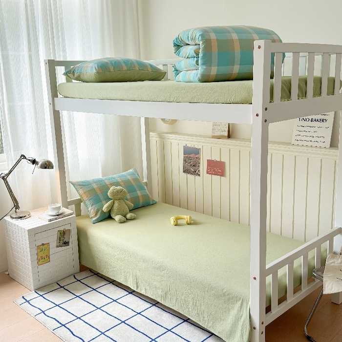 91家纺网 家纺一手货源 找家纺 （总）良品汇馆 2025【学生三件套】纯棉学生宿舍三件套床品件套格子纯色单人上下铺0.9床笠