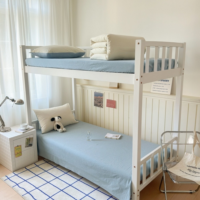 91家纺网 家纺一手货源 找家纺 （总）良品汇馆 2025【学生三件套】纯棉学生宿舍三件套床品件套格子纯色单人上下铺0.9床笠